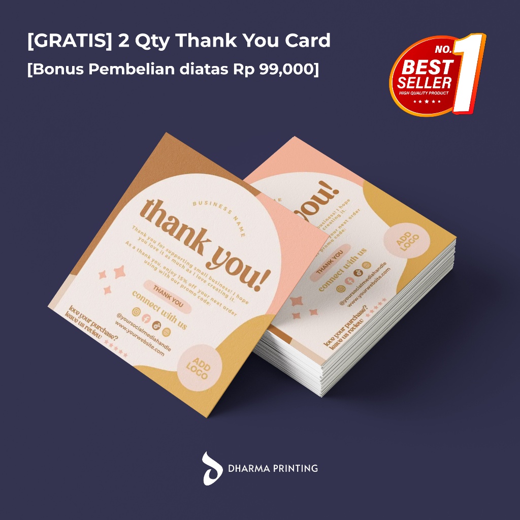 ฟรี 2 QTY THANK YOU CARD (อย่าซื้อ) (สําหรับ THANK YOU CARD ซื้อด้านบน Rp. 99,000 ส่งอัตโนมัติ)