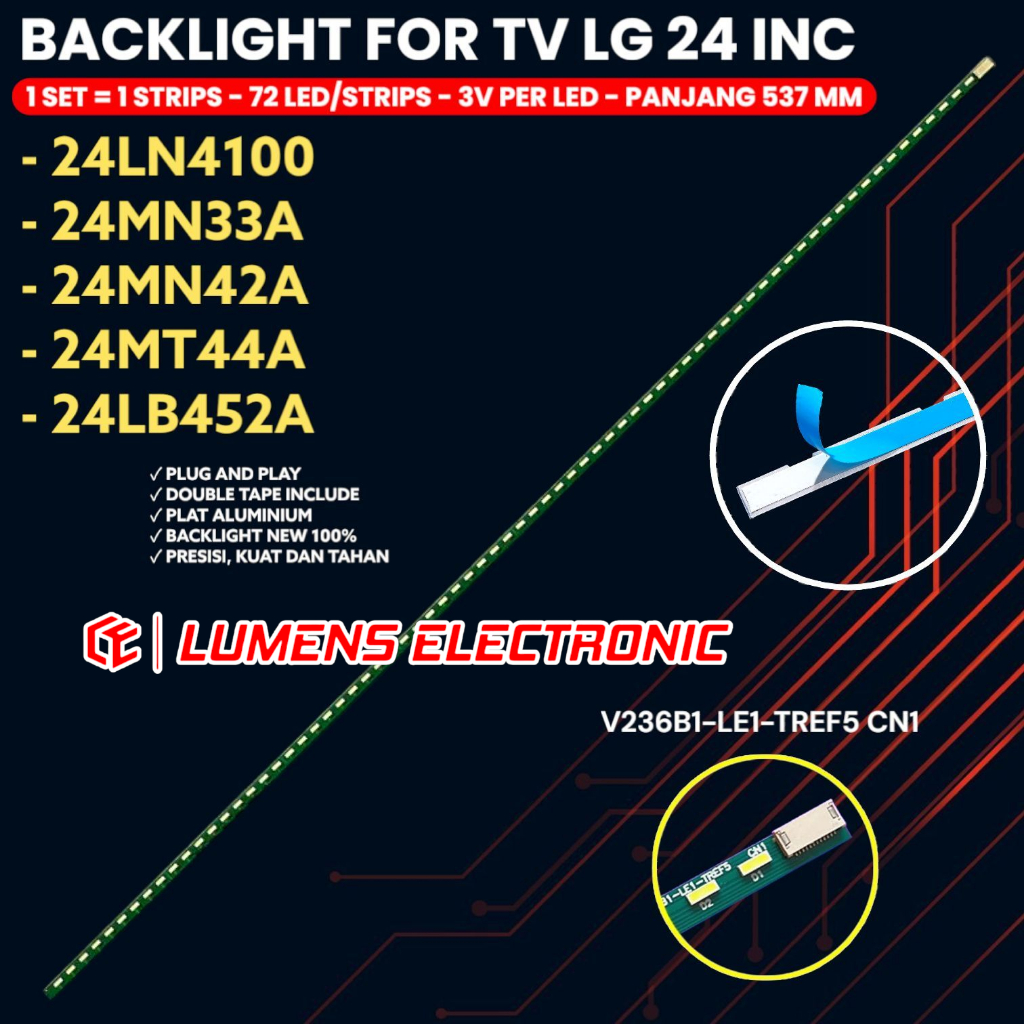 LG LED TV BACKLIGHT 24 INCH 24LN4100 24LB452 24MN33 24MN42 24MT44 24MN33A 24MN42A 24MT44A 24LB452A 7