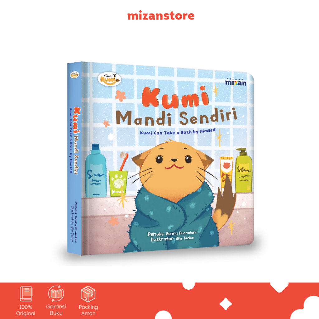 [Mizan Medan] หนังสือเด็ก Kumi And Friend Series: Kumi Bath Alone! (Boardbook)