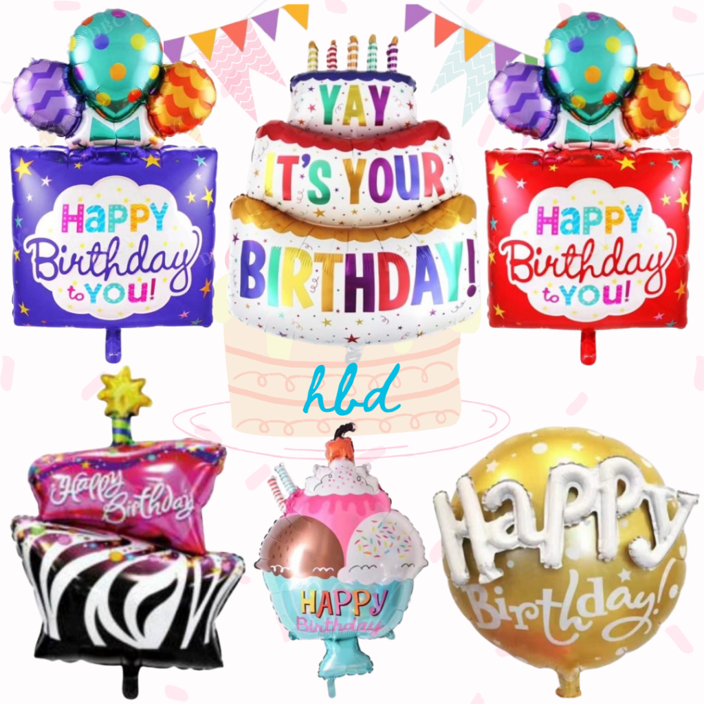 HBD ลูกโป่งฟอยล์สุขสันต์วันเกิด ลูกโป่งวันเกิดขนาดใหญ่จัมโบ้
