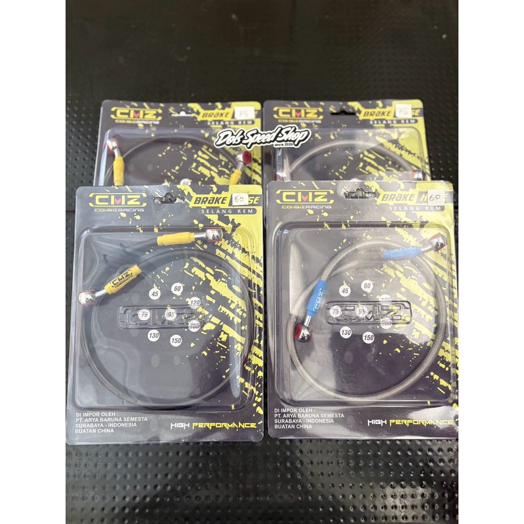 CMZ BRAKE HOSE 60/75/90 ซม.สีดําสีเงิน UNIVERSAL สําหรับรถจักรยานยนต์ทั้งหมด CMZ BRAKE CABLE