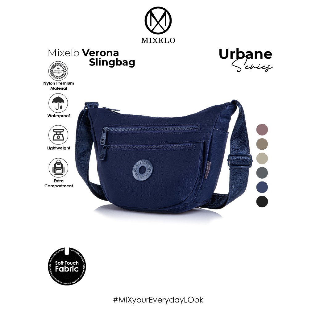 Mixelo Verona กระเป๋าสะพายข้างผู้หญิงไนลอนกระเป๋าทํางานกันน้ําสําหรับการเดินทาง
