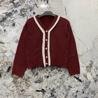Arsyi Cardigan Crop Rajut Outer Wanita Crop Bassic Motid Renda B1046