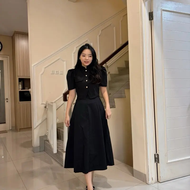 LOVID Grace Set Top + Blazer One Set for Women Korean Style Elegant Midi Skirt Work Suit