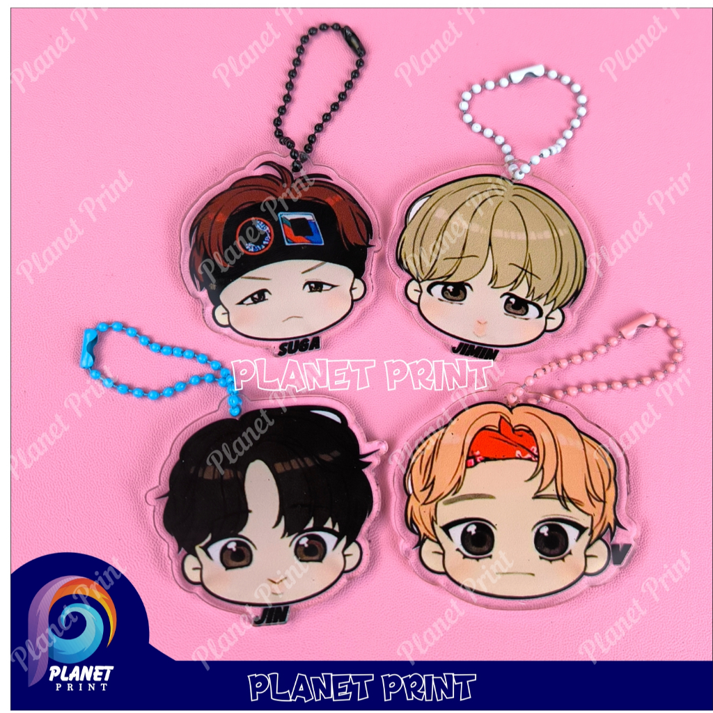 GANTUNGAN CUSTOM BTS KEYCHAIN - CUSTOM KPOP SHAPE KEYCHAIN ACRYLIC BEAD MODEL UV PRINT PICTURE KEYCH