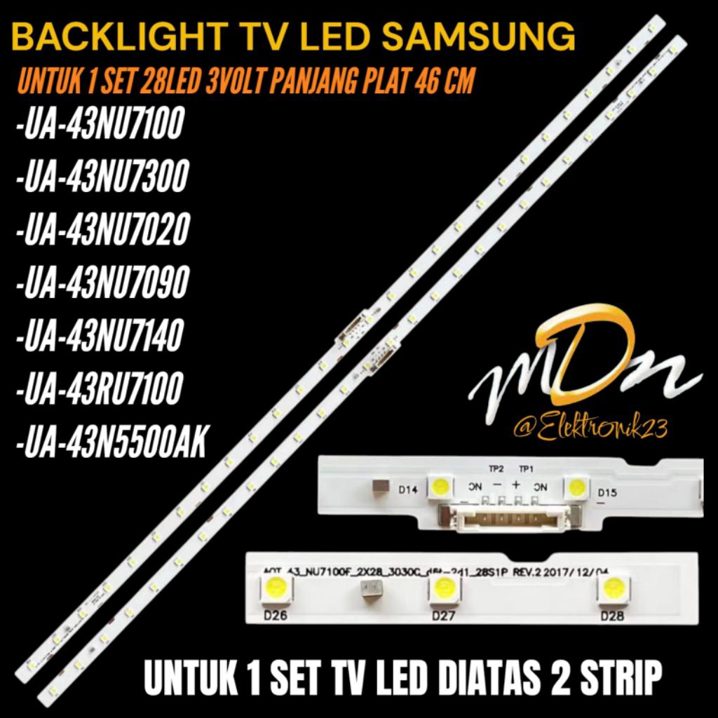 SAMSUNG 43 นิ้ว LED TV BACKLIGHT UA-43NU7100- UA-43NU7300- UA-43NU7020- UA-43NU7090-UA-43NU7140- UA-