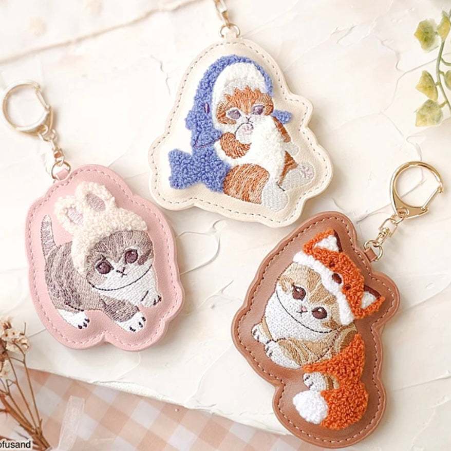 GANTUNGAN Mofusand พวงกุญแจเย็บปักถักร้อย Mofusand กระเป๋าพวงกุญแจ Charm