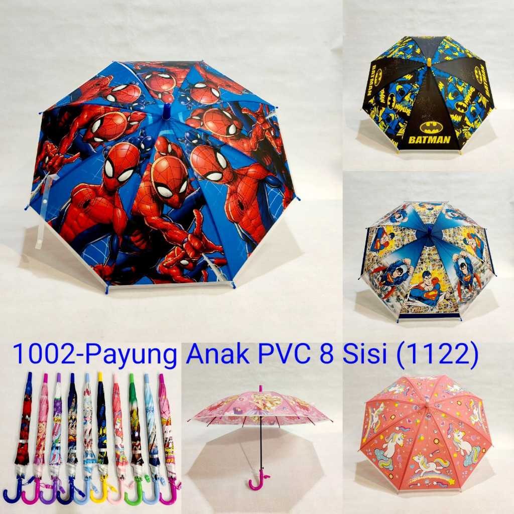 ร่มแท่งเด็ก Sakura PVC ตัวละคร Spiderman Batman Princess Cars Frozen Motif