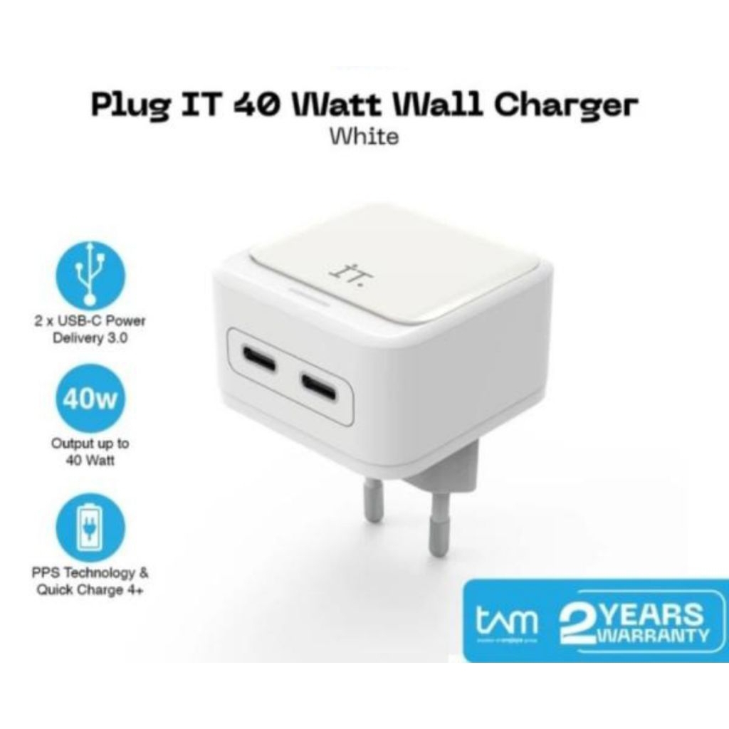 IT Fast Charger 40W / IT Plug Wall Charger 40W Dual Port