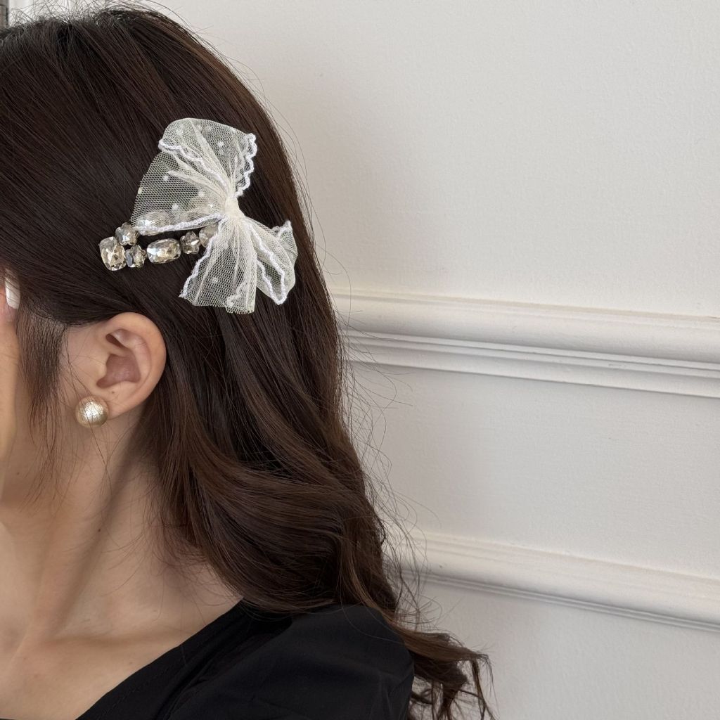 Caliloops กิ๊บติดผมหน้าม้าเล็กของผู้หญิงเกาหลีอุปกรณ์ริบบิ้นกระเบื้องเพชร Jovian