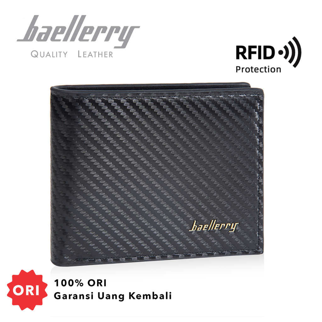 BAELLERRY D2396 กระเป๋าสตางค์ผู้ชาย RFID Protect Folding ผลิตจากหนัง PU พรีเมี่ยม BAEOS