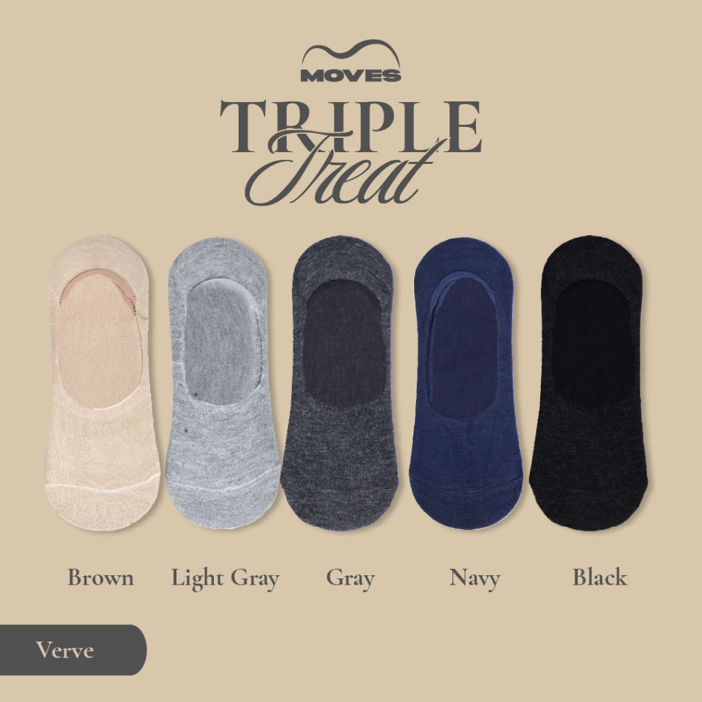 MATA KATUN Moves Verve 3 คู่แพ็ค - ถุงเท้าผ้าฝ้ายไม้ไผ่ที่มองไม่เห็นด้านล่างข้อเท้า, Unisex ทุกขนาด