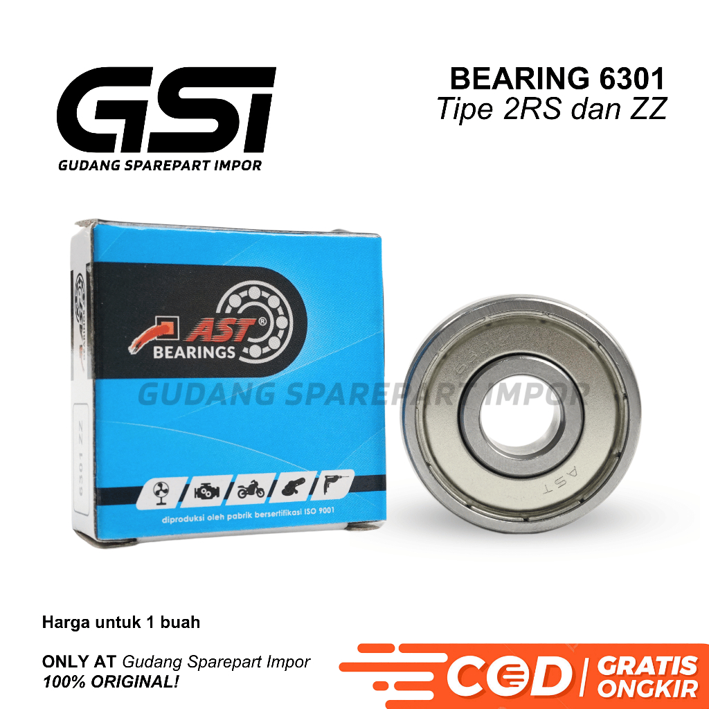 AST Bearing 6301 2RS / 6301ZZ Laker Laher