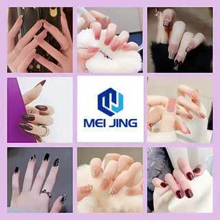 kuku palsu nail art + lem aesthetic wisuda 24pcs Polish Fake Nail Premium Wedding