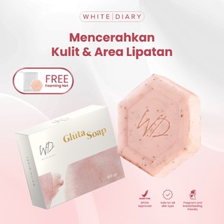 White Diary Gluta Soap - Sabun Pencerah Kulit & Area Lipatan | Glutathione, Alpha Arbutin, Kojic Acid
