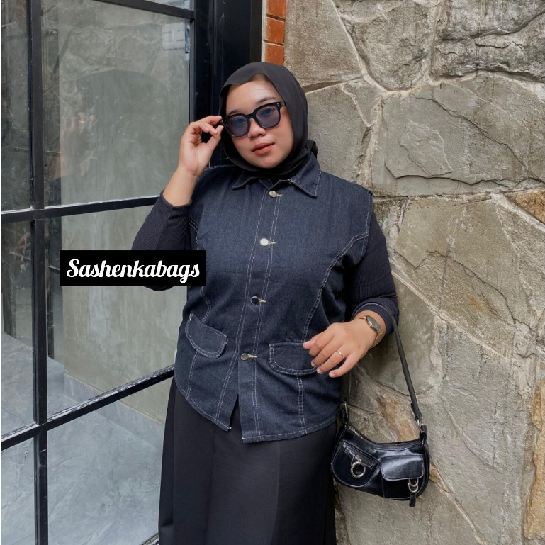 SASH - Jenny Vest Jeans Bigsize Womens Vest Jeans Jumbo สไตล์เกาหลี