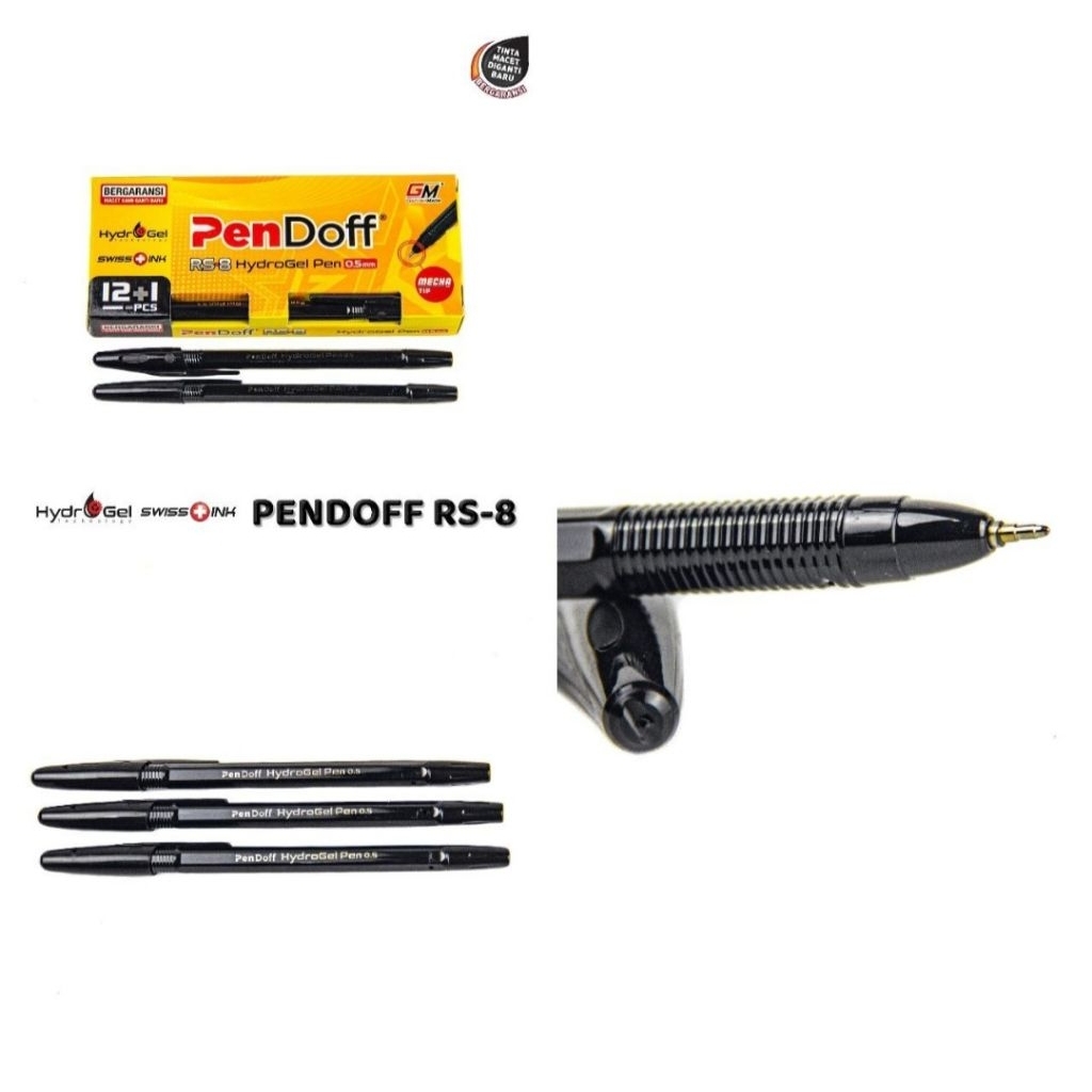 RS-8 Black Pendoff Semigel Pen 0.5mm 12+1pc [12ls]