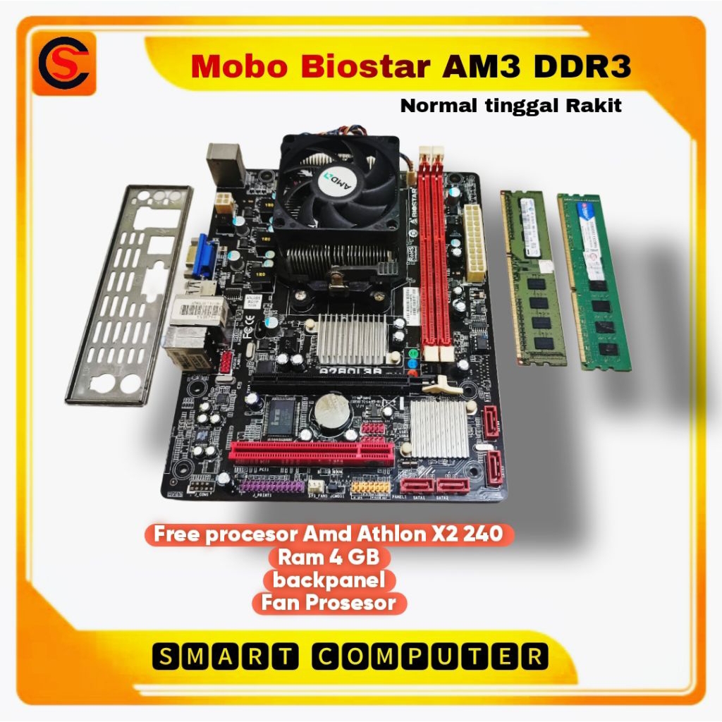 Biostar AM3 เมนบอร์ดโบนัส ram โปรเซสเซอร์และพัดลม