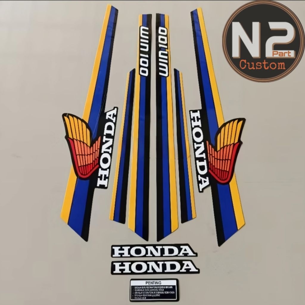 Striping Honda WIN 100 1997 สติ๊กเกอร์รายการตัวถังมาตรฐานสําหรับ Win100 97 รถมอเตอร์ไซด์สีน้ําเงิน
