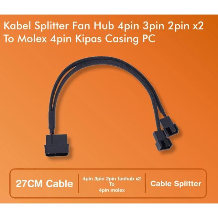 Cable Splitter Fan Hub 4pin 3pin 2pin x2 ถึง Molex 4pin Fan Cable PC - ercomp2