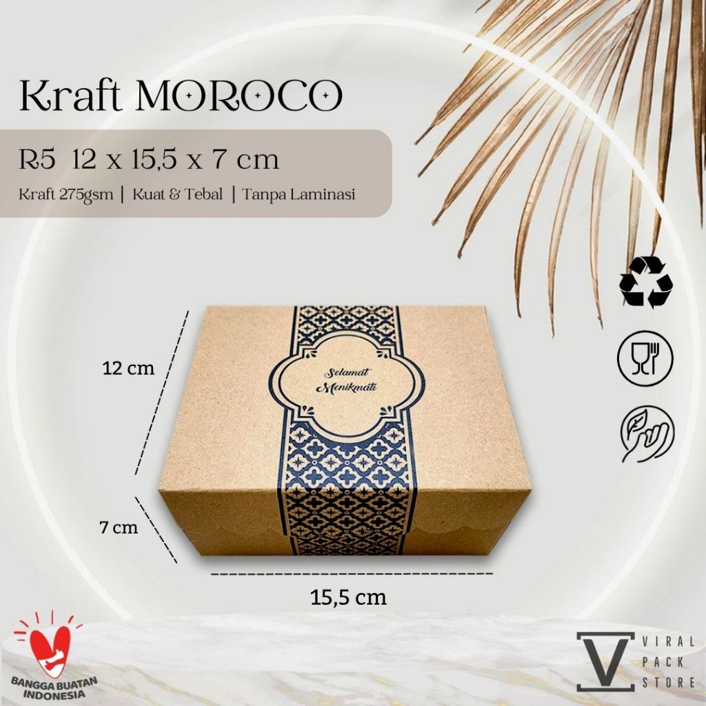 กล่องเค้ก R5 คราฟท์ MOROCO 12x16 กล่องขนมกล่องเค้กขนมปังกล่องขนม 16x12 กล่องสีฟ้า Hampers โมเดิร์นคว