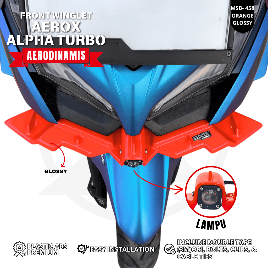 Aerox Alpha Turbo Winglet LED Light - Exie Art Motorcycle Front Winglet