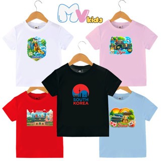 เสื้อยืดเด็กเหมาะกับ By Negara Korea Seoul Busan ของที่ระลึกเสื้อเด็ก By2