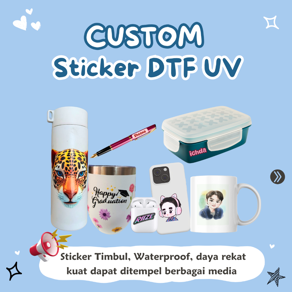 DTF UV Sticker Printing/UV Transparent Stickers/สติ๊กเกอร์ลายนูน
