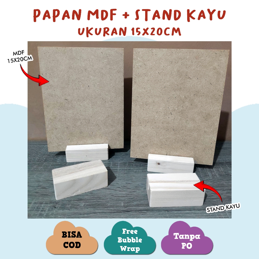 บอร์ด MDF 15x20 ขาตั้งไม้ธรรมดา