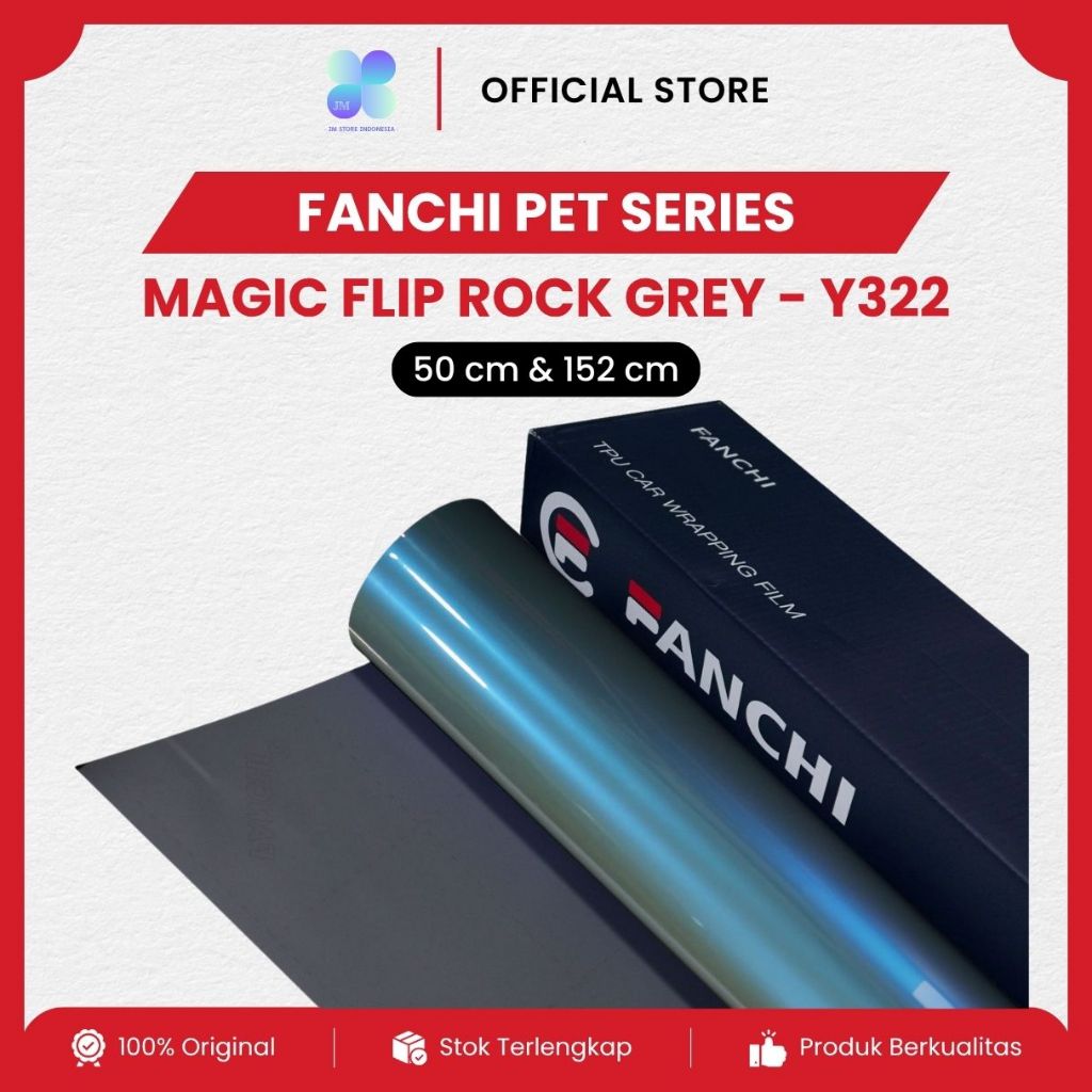Fanchi Flip Rock Grey PET Lembayung Magic Candy Glossy Motorcycle Chameleon Premium Sticker