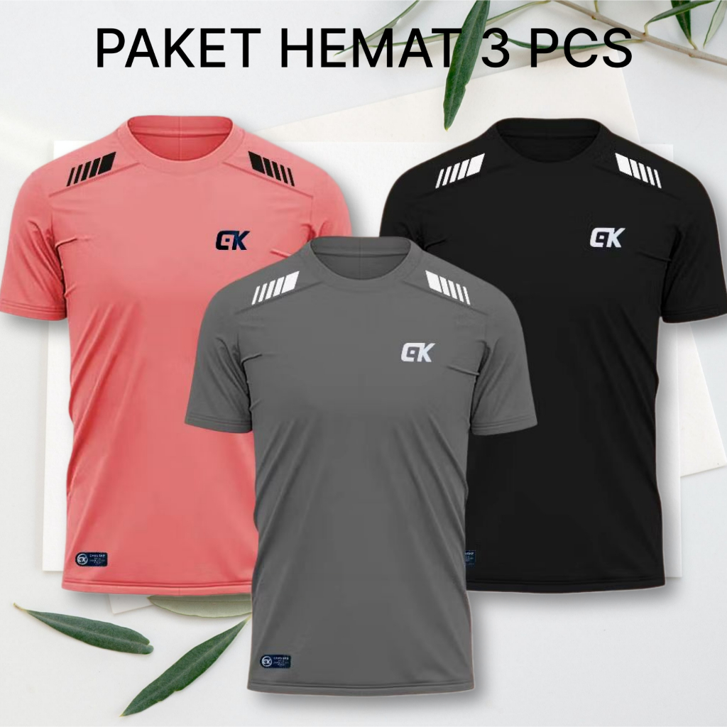 SAVING PACKAGE 3 PCS ADULT ผู้ชายและผู้หญิงกีฬาเสื้อผ้า SLIM FIT GYM เสื้อยืดสั้น-SLEEVED FITNESS T-