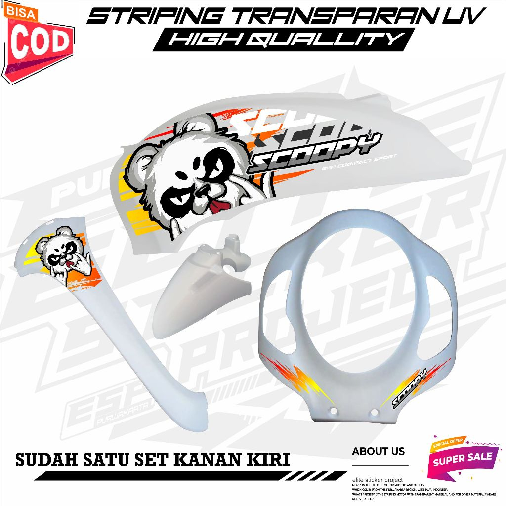 แถบสะท้อนแสง 19 HONDA SCOOPY DONAT 2020 ใหม่ล่าสุด COOL SIMPLE PANDA MOTIF STICKER