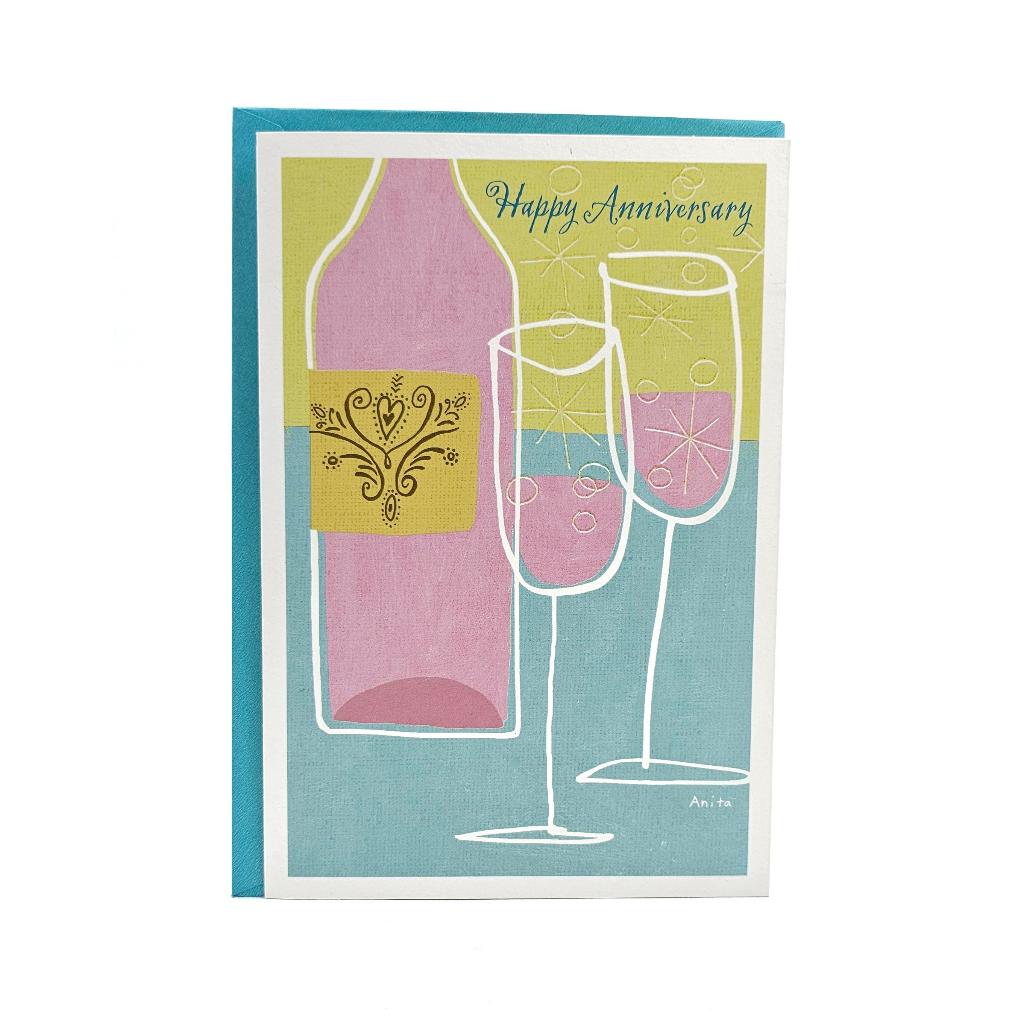 GREETING CARD - HALLMARK - GREETING CARD - ขวดไวน์ - HAPPY ANNIVERSARY
