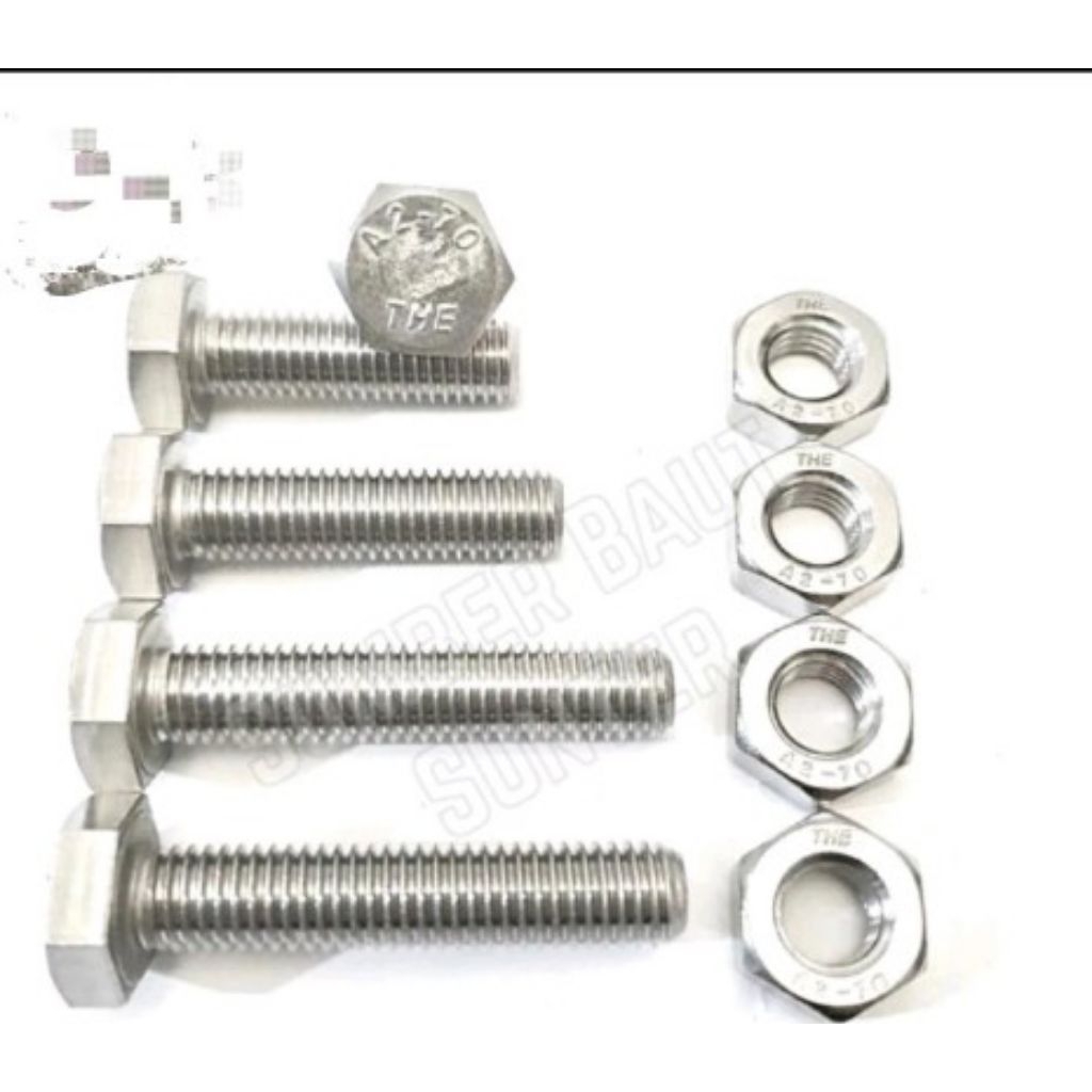 น๊อต+น็อตสแตนเลส 304, m6x10, m6x12, m6x15,