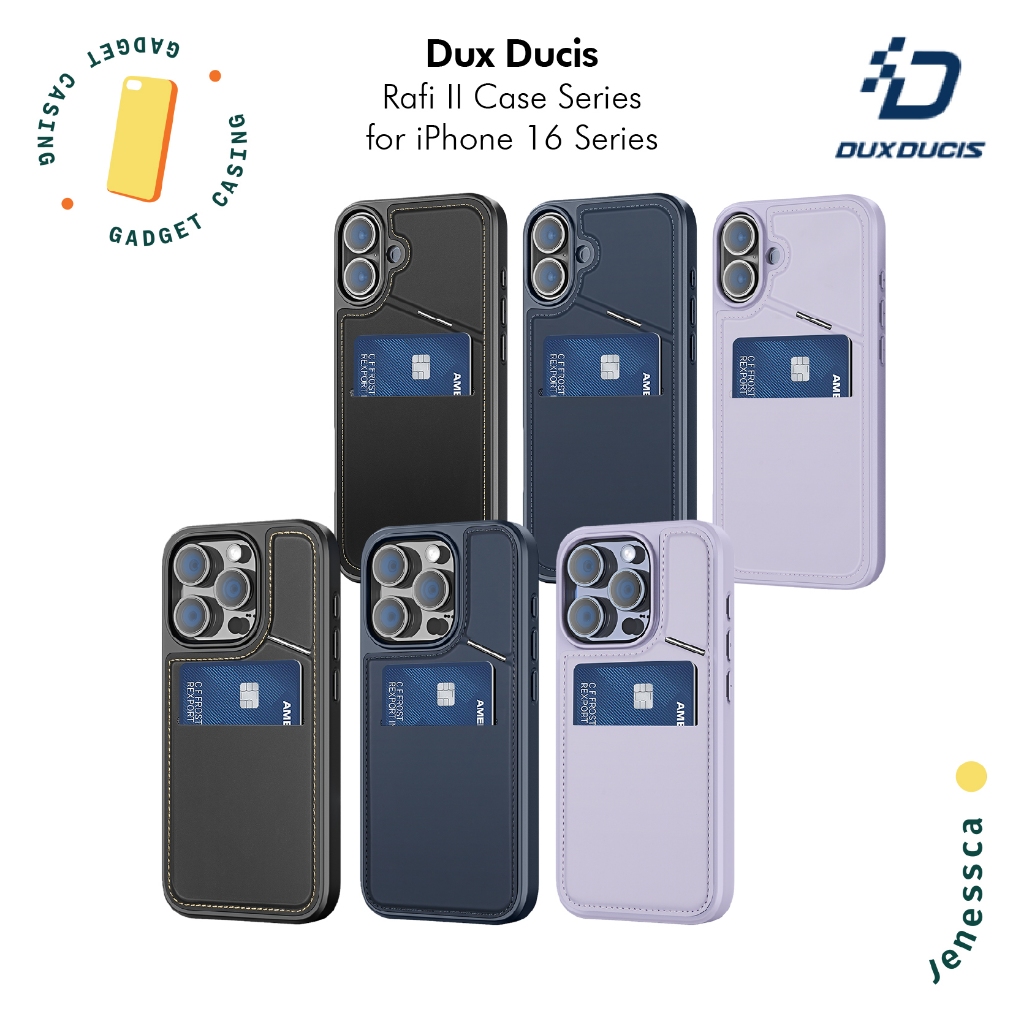 DUX DUCIS สําหรับ iPhone 16/16 Plus/16 Pro/16 Pro Max เคสหนังพร้อมขาตั้งและที่ใส่บัตร Rafi II Series