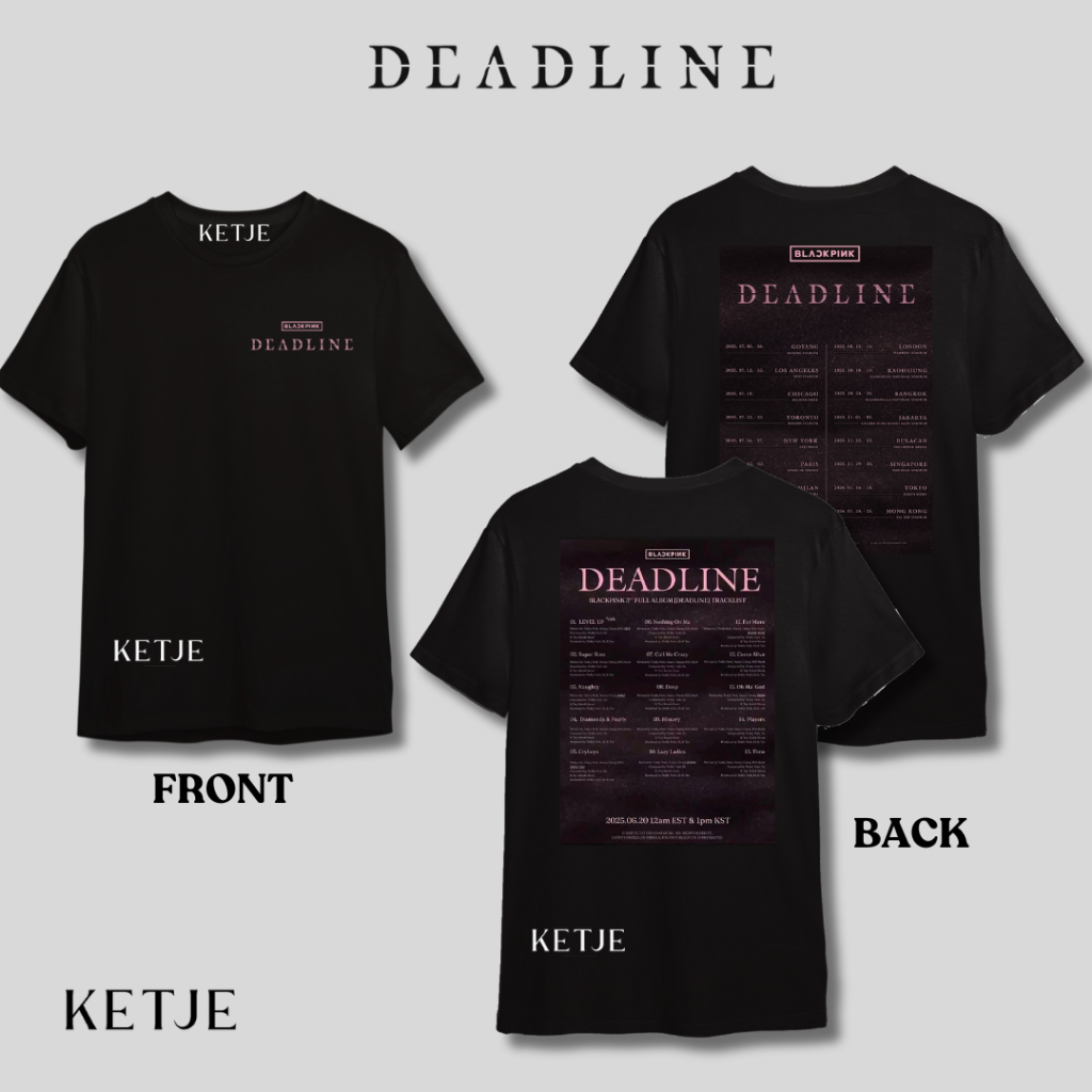 Kette - Kpop Schedule Lirik เสื้อยืด Blackpink World Tour Deadline Songs / Blackpink Blink Deadline 