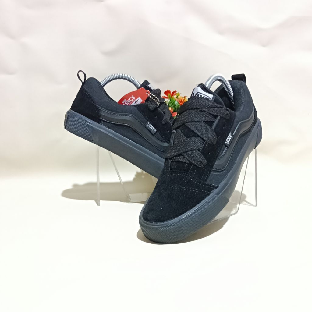 !!KNU SKOOL PREMIUM/KNU SCHOOL รองเท้าสีดํา FAT/UNISEX รองเท้าสีดําเต็มรูปแบบ