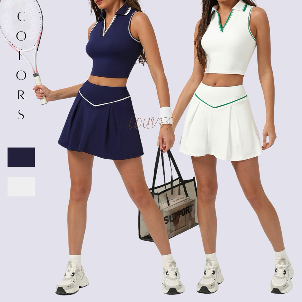 SERENA SET - LOUVES - TANK TOP SKORT TENNIS PADEL GOLF GYM WORKOUT SET