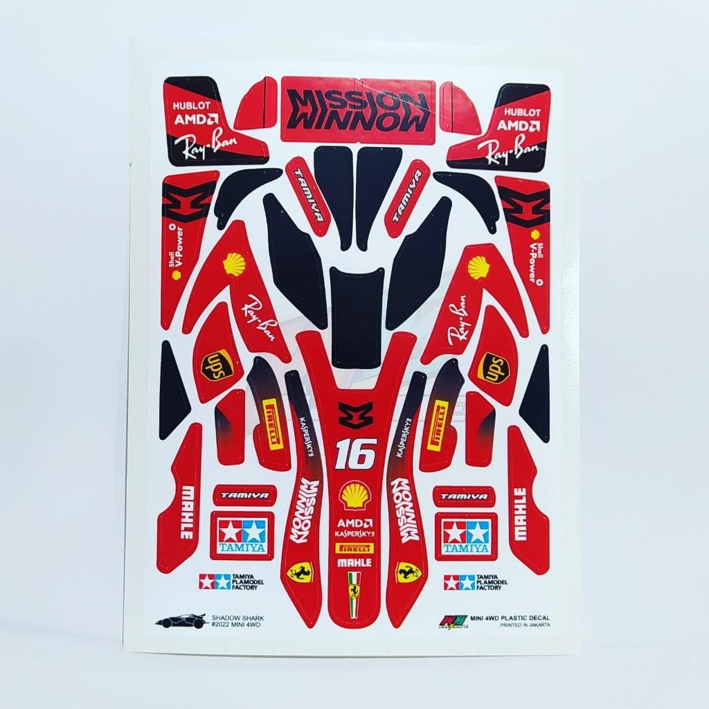 MERAH Shadow Shark Sticker - Mission Winnow - Red Body - Vinyl Lam. โดฟท์