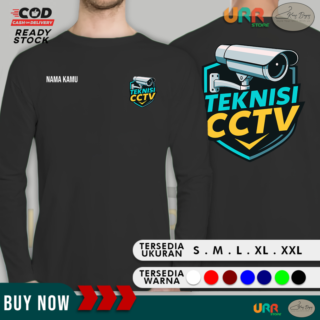 เสื้อยืดแขนยาว CCTV Technician T-Shirt V2 สามารถขอชื่อได้ | เสื้อผ้า Distro | พิมพ์หน้าจอ DTF พรีเมี