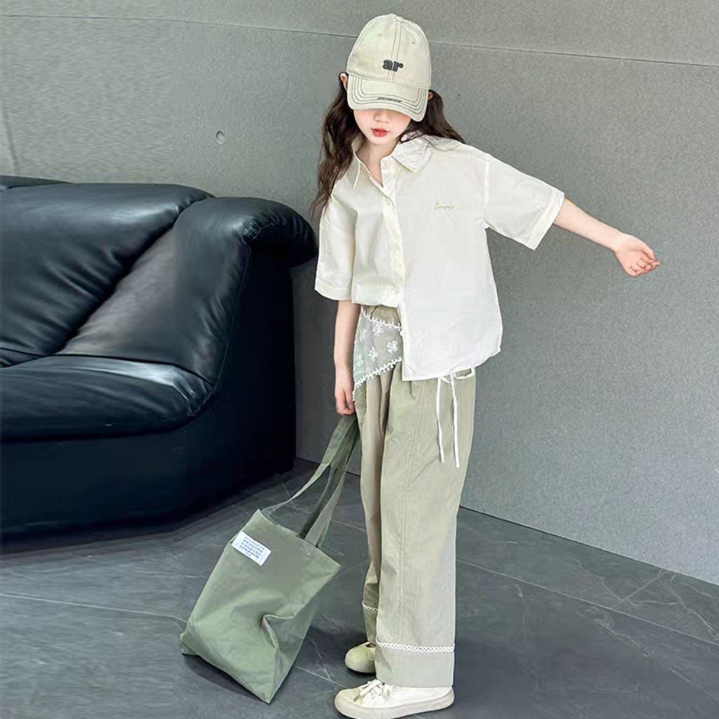 KATUN JL-038 IMPORTED BKK SHORT-SLEEVED SHIRT SET FOR GIRLS, FULL PREMIUM COTTON MATERIAL, กางเกง KA