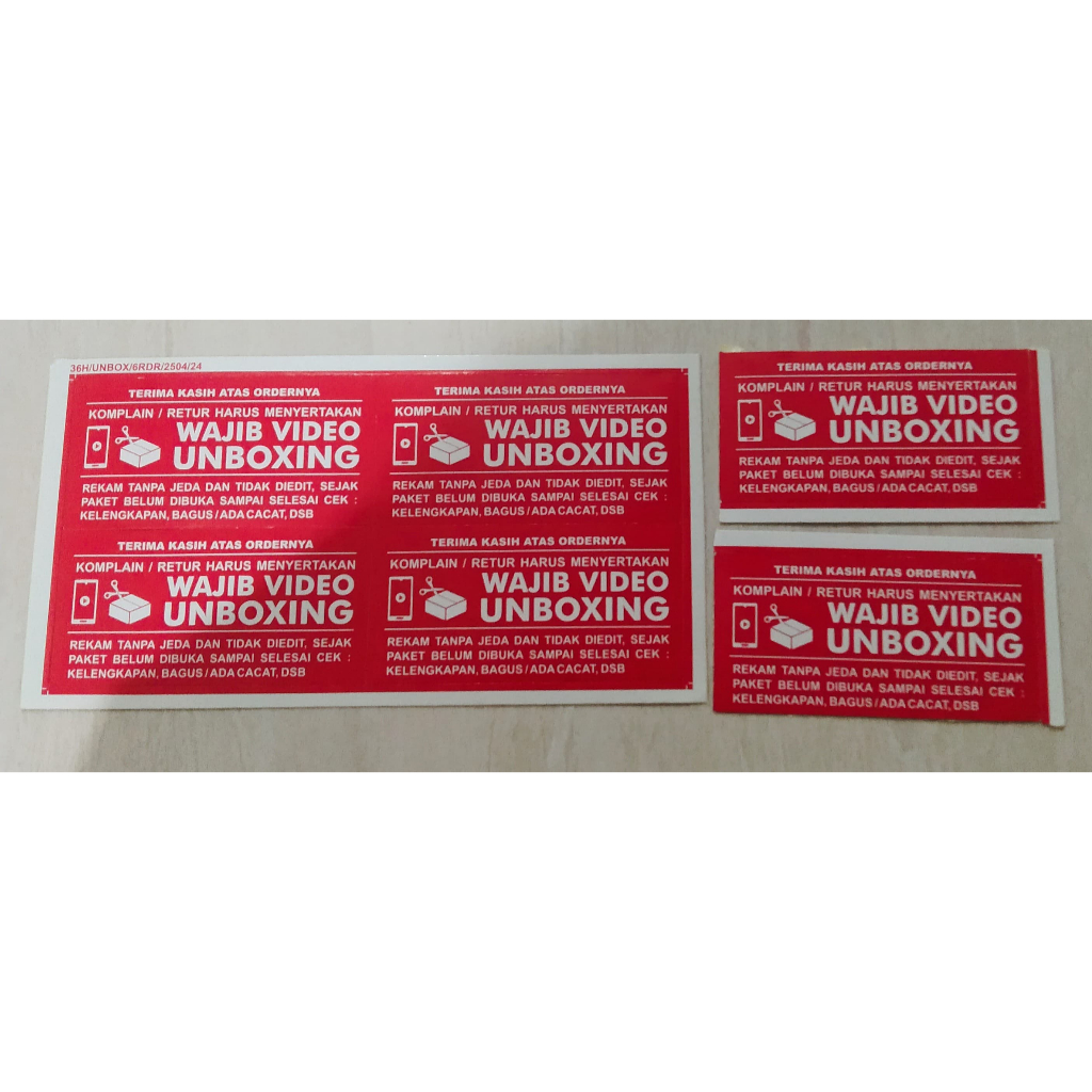 Unboxing Video Manatory Sticker ขนาด 6x3cm ขายต่อชิ้น