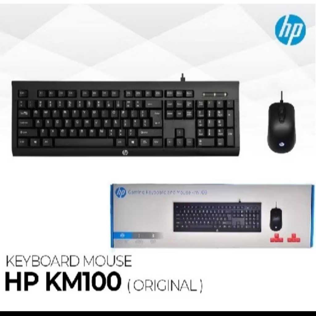 KEyboard hp 100 คีย์บอร์ดและเมาส์ HP Combo Keyboard + Gaming Mouse KM100