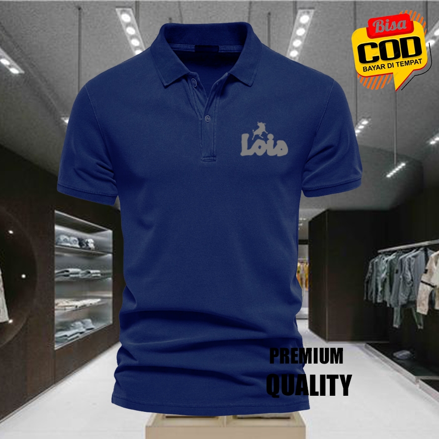 เสื้อโปโล / เสื้อคอปก LOIS TXT SLVR Polo Premium POLYSTER วัสดุแขนสั้น / เสื้อผ้าผู้ชายและผู้หญิง Ba