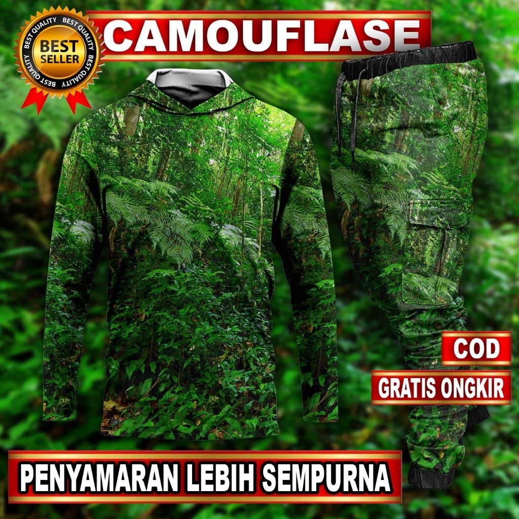 HIJAU FULL SET HUNTING CAMO SUIT | เสื้อผ้า CAMO HUNTING | PALM OIL MOTIF CAMO SHIRT | ผ้าซับใน | กา
