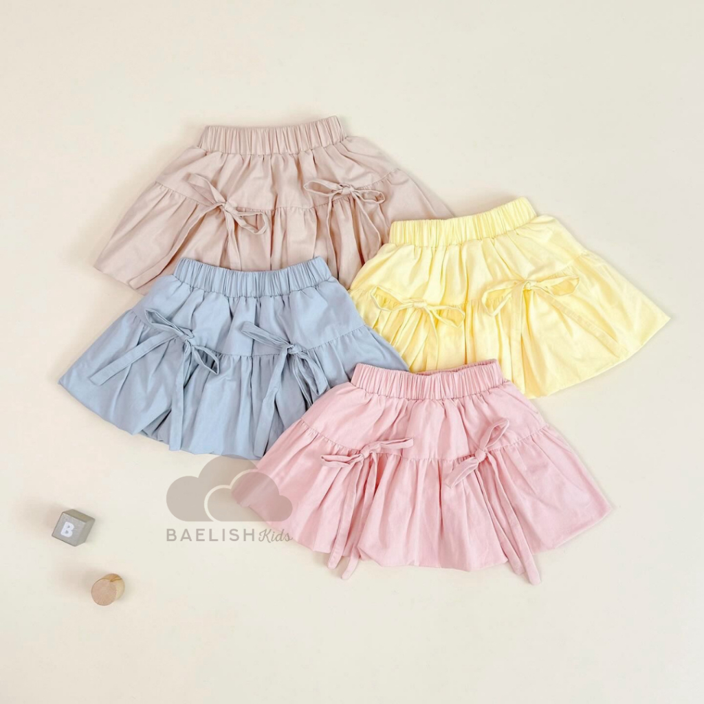 กระโปรงเมฆเด็กผู้หญิง / กระโปรงบอลลูนสั้น / บอลลูนริบบิ้น