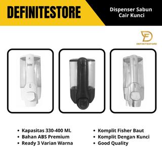 Dispenser Sabun Dinding 400ML Tempat Sabun Cair ABS Kamar Mandi Anti Pecah Free Kunci Fullset Baut Fischer