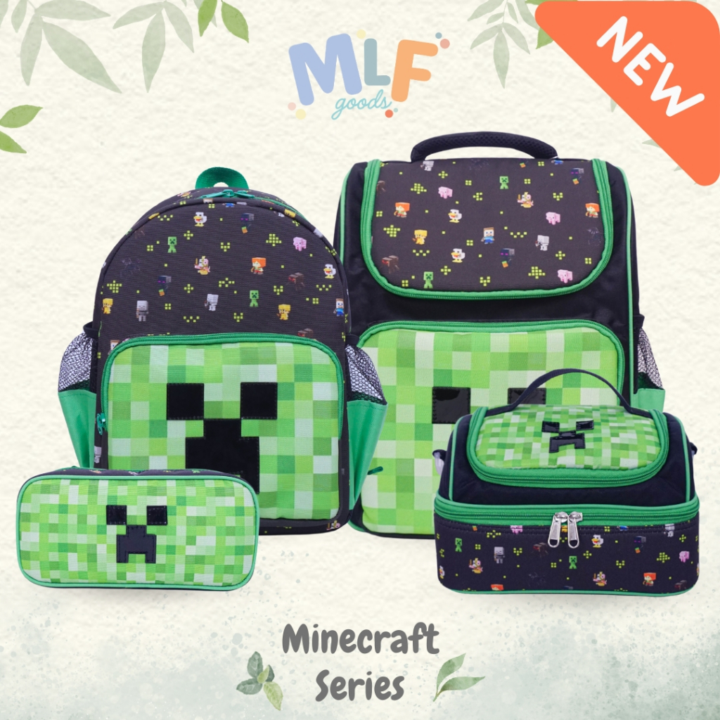 MLF Goods - Minecraft Series / School Backpack / กระเป๋าเป้เด็กประถมอนุบาล / กระเป๋าเด็ก Minecraft Motif / กระเป๋าใส่ข้าวกลางวัน Minecraft Motif / กล่องดินสอ Minecraft / กระเป๋าเป้โรงเรียนสุดน่ารัก