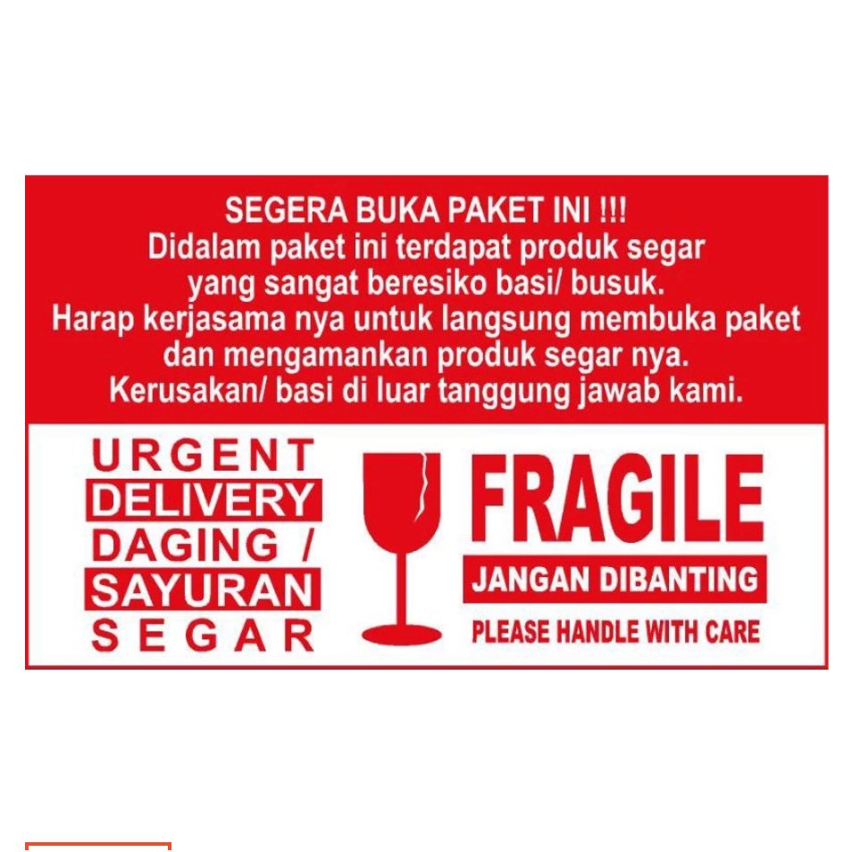FRAGILE STICKER MEAT VEGETABLES URGENT