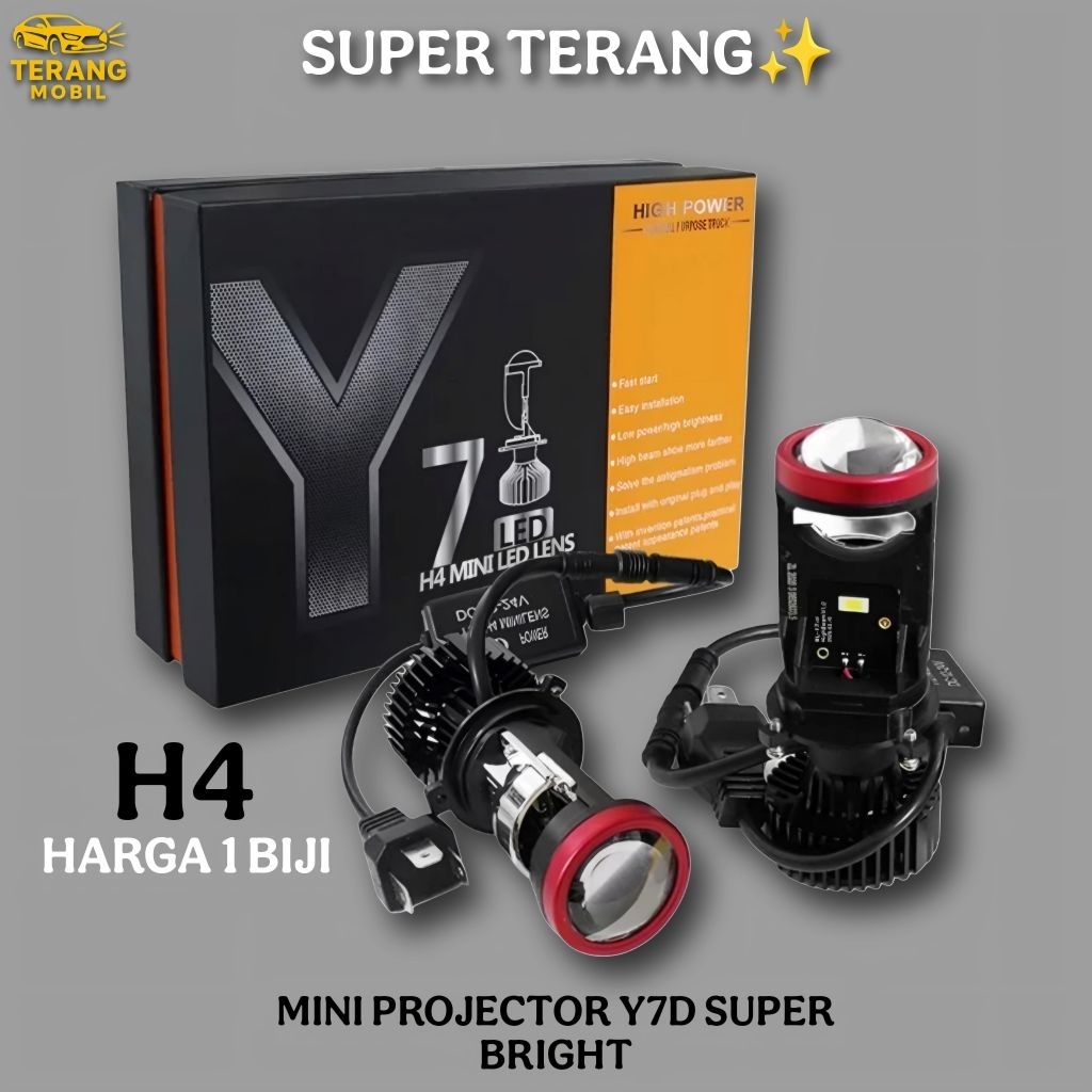 LED MINI PROJECTOR LAMP H4 Y7D SUPER BRIGHT CAR MOTORCYCLE